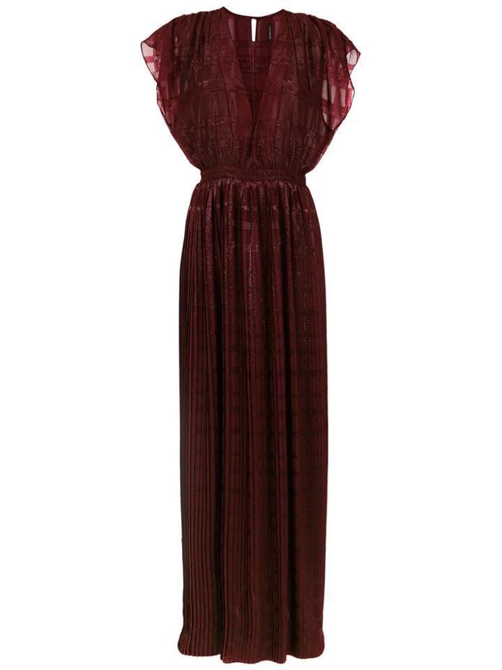 À La Garçonne Pleated Long Dress - Red