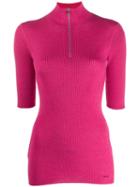 Prada Half-zip Knitted Top - Pink