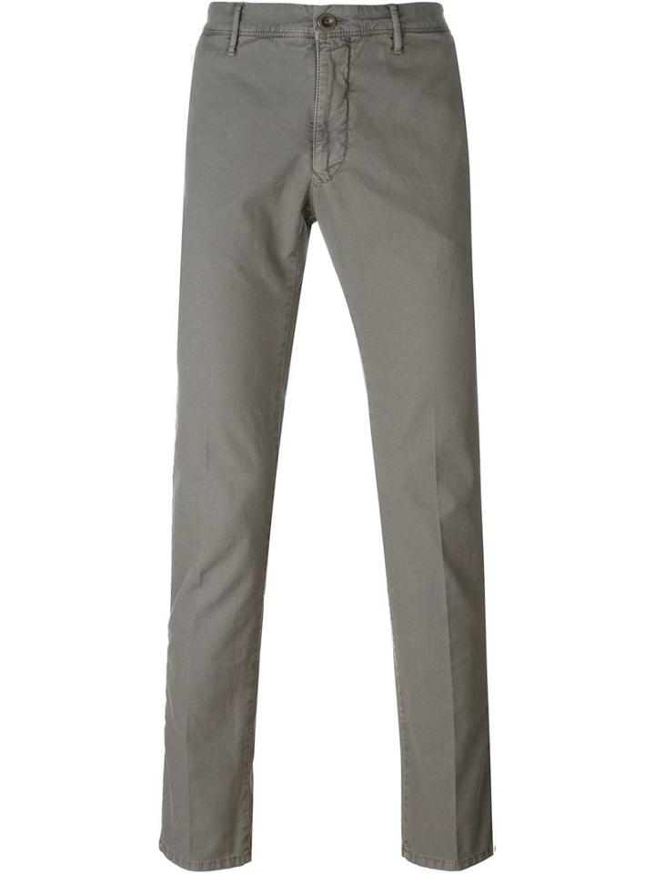 Incotex Straight Leg Trousers, Men's, Size: 35, Green, Cotton/polyester/spandex/elastane