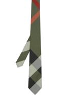 Burberry Modern Cut Oversized Check Silk Tie - Green