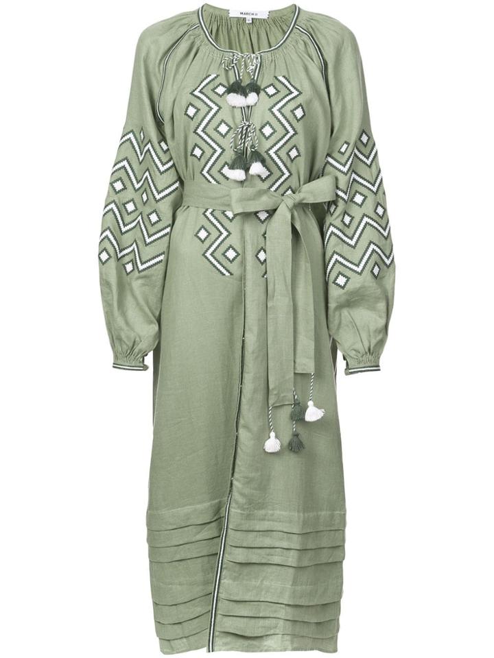 March 11 Embroidered Tassel Dress - Green