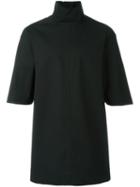 Rick Owens Funnel Neck Shirt, Men's, Size: M, Black, Cotton/spandex/elastane