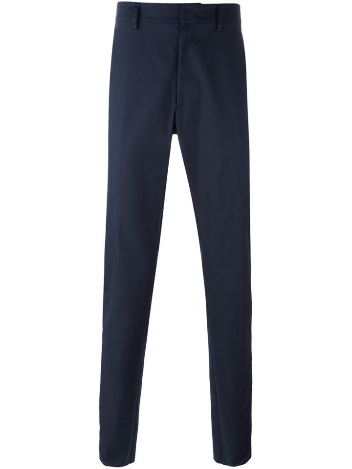 Valentino Stripe Detail Trousers, Men's, Size: 50, Blue, Cotton