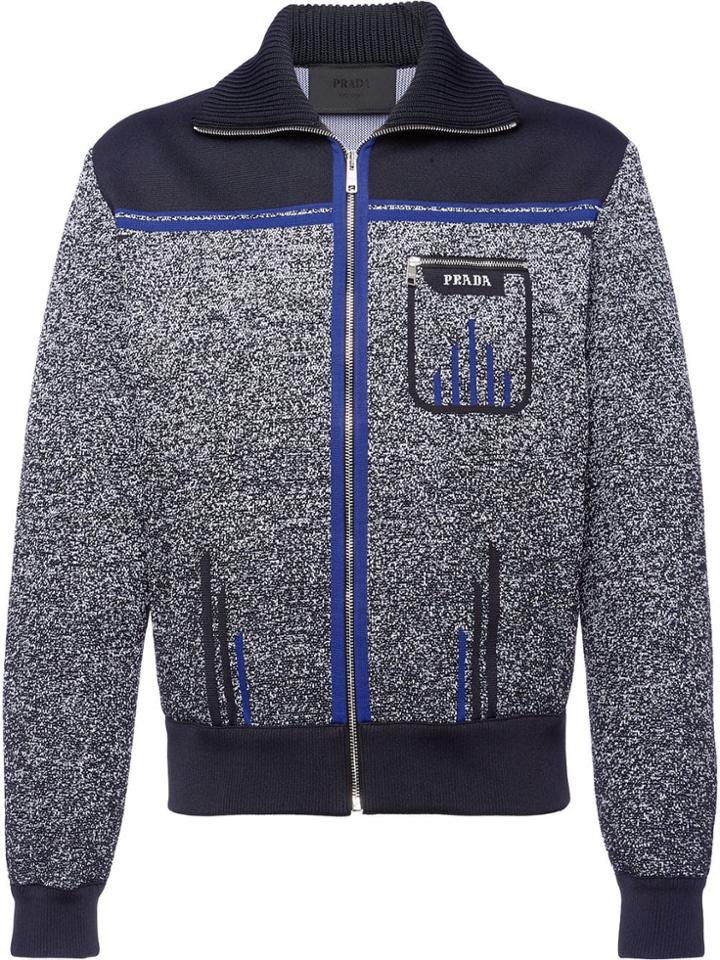 Prada Technical Mouliné Jacquard Bomber Jacket - Black