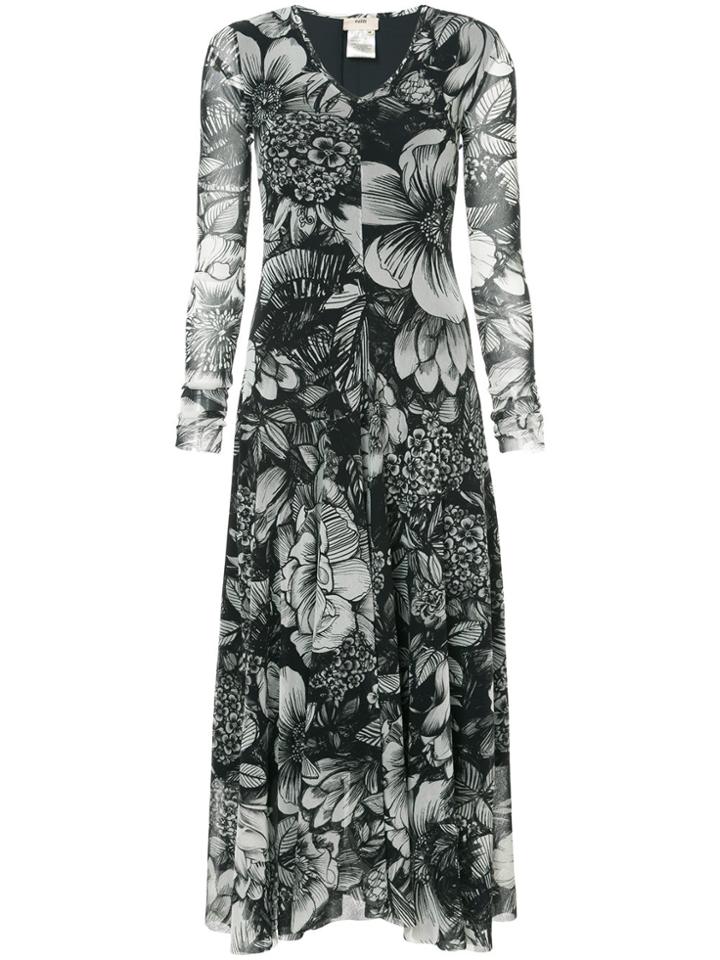 Fuzzi Floral Print Dress - Black