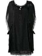 Twin-set - Pleated Detail Lace Dress - Women - Polyamide/polyester - Xxs, Women's, Black, Polyamide/polyester