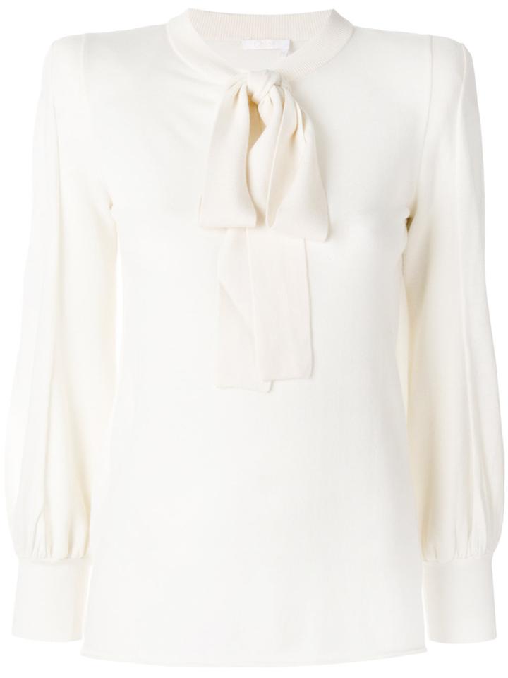 Chloé Pussy Bow Sweater - White