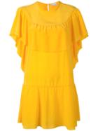 Red Valentino Ruffled Layered Shift Dress, Women's, Size: 38, Yellow/orange, Silk