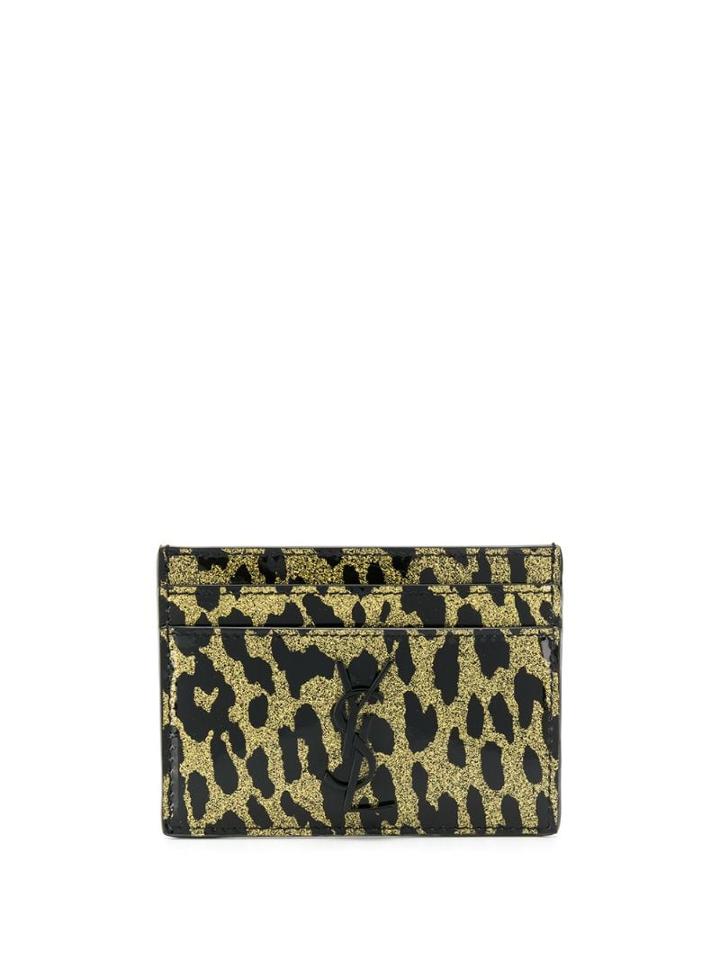 Saint Laurent Monogram Leopard Pattern Card Case - Black