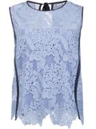 Msgm Contract Trim Lace Tank, Women's, Size: 40, Blue, Polyester
