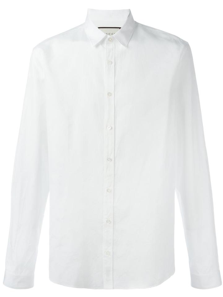 Gucci Classic Long Sleeve Shirt, Men's, Size: 45, White, Cotton