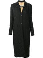 Uma Wang Jacquard Buttoned Coat, Women's, Size: Medium, Black, Linen/flax/viscose