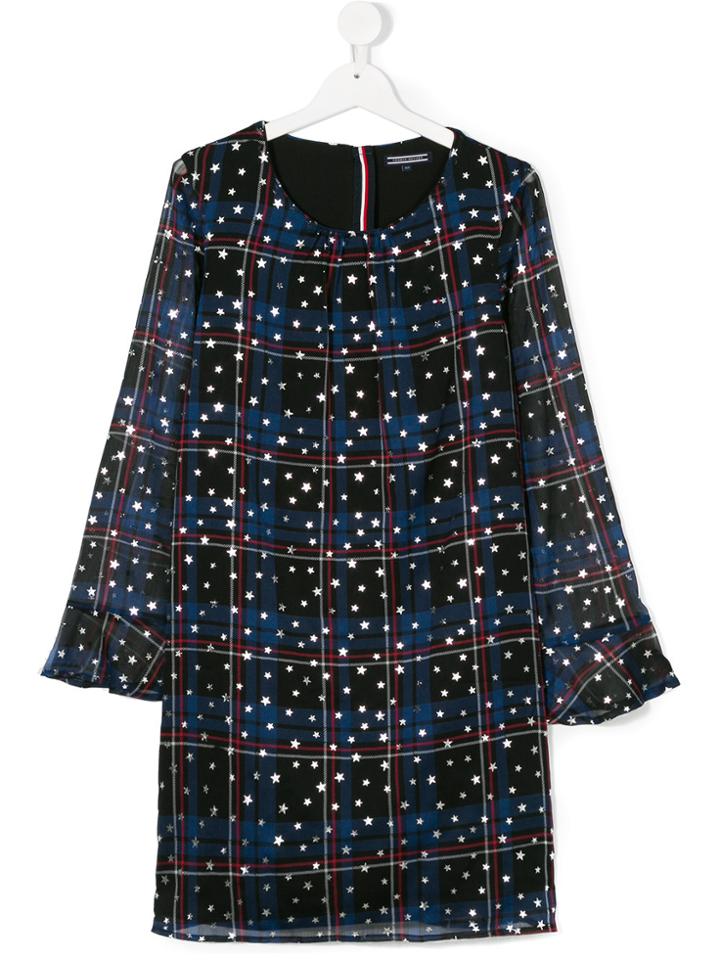 Tommy Hilfiger Junior Plaid Stars Print Dress - Blue