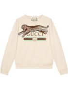 Gucci Gucci Logo Sweatshirt With Leopard - White