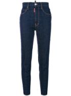 Dsquared2 - High Waisted Twiggy Jeans - Women - Cotton/calf Leather/polyester/spandex/elastane - 36, Blue, Cotton/calf Leather/polyester/spandex/elastane