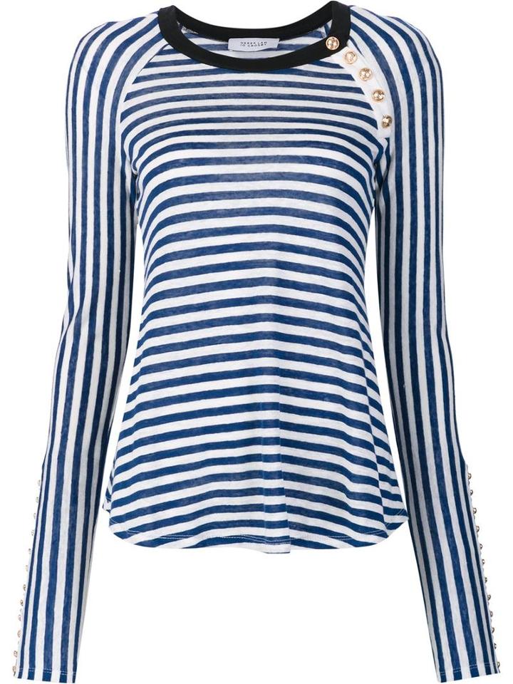Derek Lam 10 Crosby Striped Longsleeved T-shirt, Women's, Size: Small, White, Linen/flax