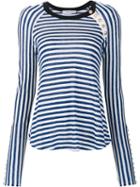 Derek Lam 10 Crosby Striped Longsleeved T-shirt, Women's, Size: Small, White, Linen/flax