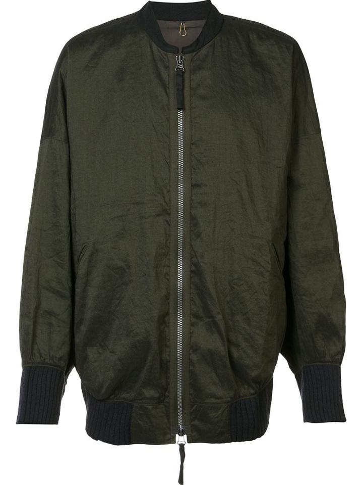 Ziggy Chen Bomber Jacket, Men's, Size: 48, Green, Silk/cotton/wool