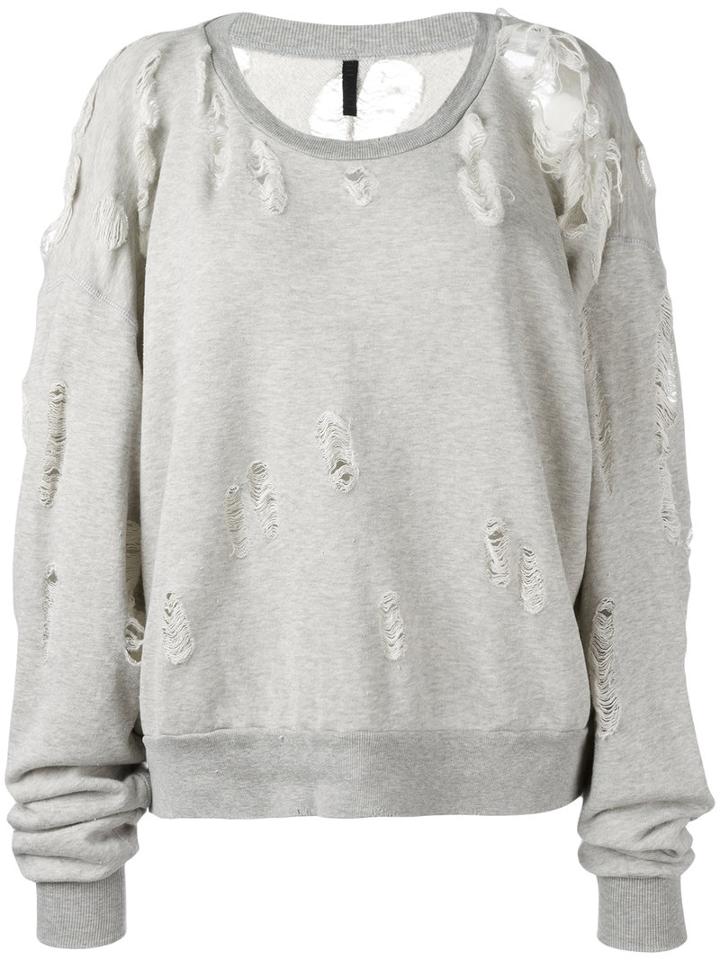 Unravel Project Distressed Sweatshirt, Women's, Size: Small, Grey, Cotton