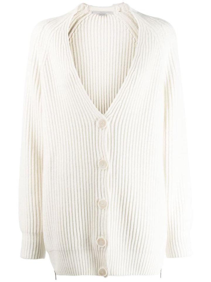 Stella Mccartney Chunky Ribbed Knit Cardigan - Neutrals