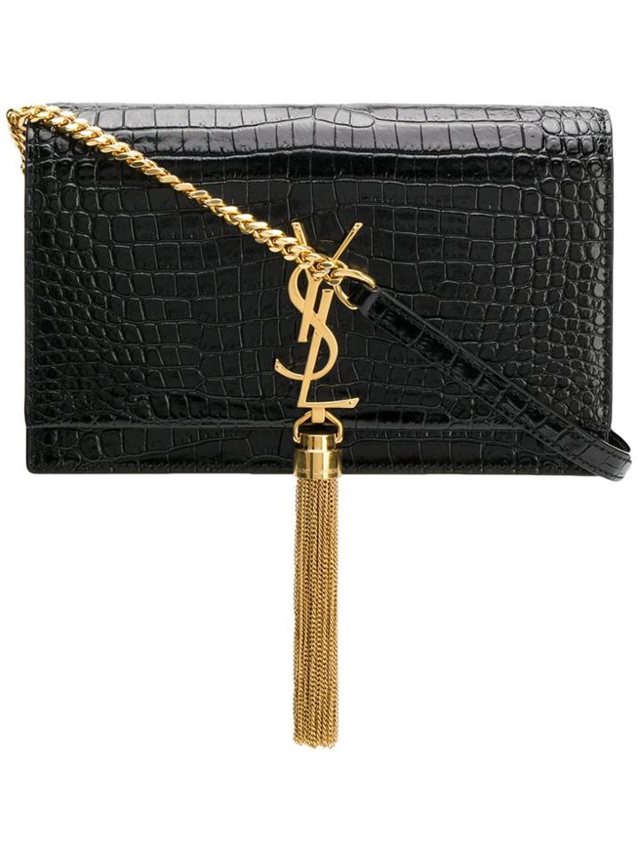 Saint Laurent Saint Laurent 452159dnd1n Black Leather/fur/exotic