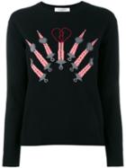 Valentino Love Blade Intarsia Sweater, Women's, Size: Xs, Black, Virgin Wool/cashmere