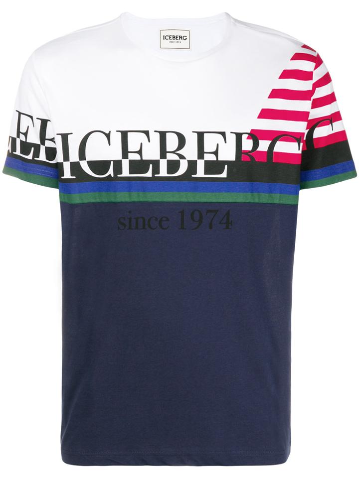 Iceberg Stripe Detail Logo T-shirt - Blue