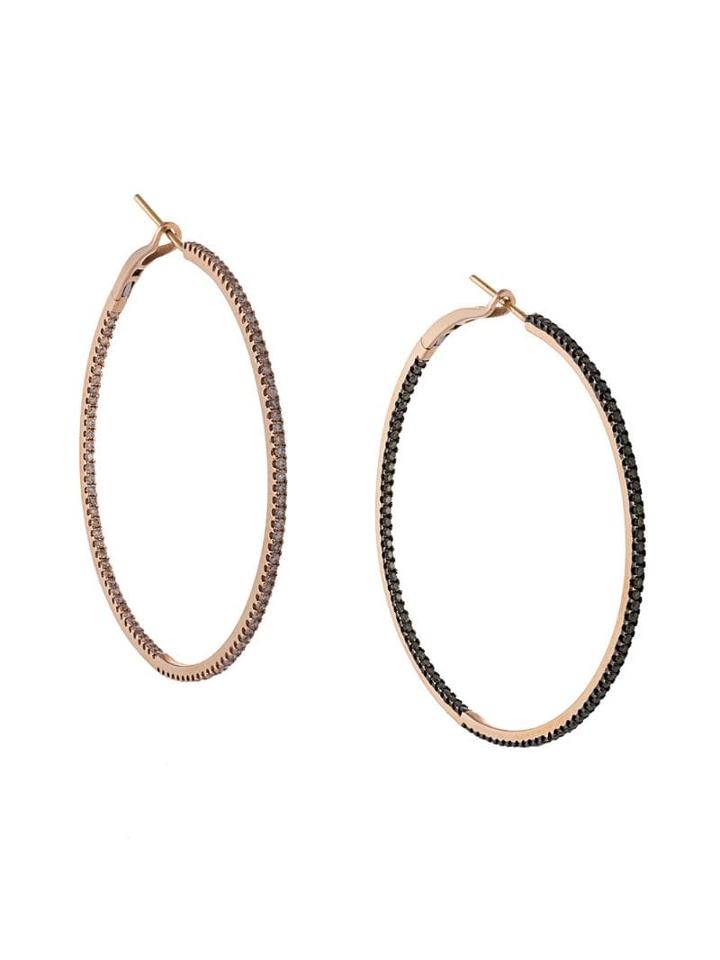 Adeesse Inlaid Diamond Hoops - Green