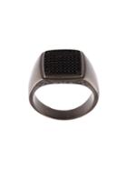 Nialaya Jewelry Embellished Signet Ring, Men's, Size: 9, Black