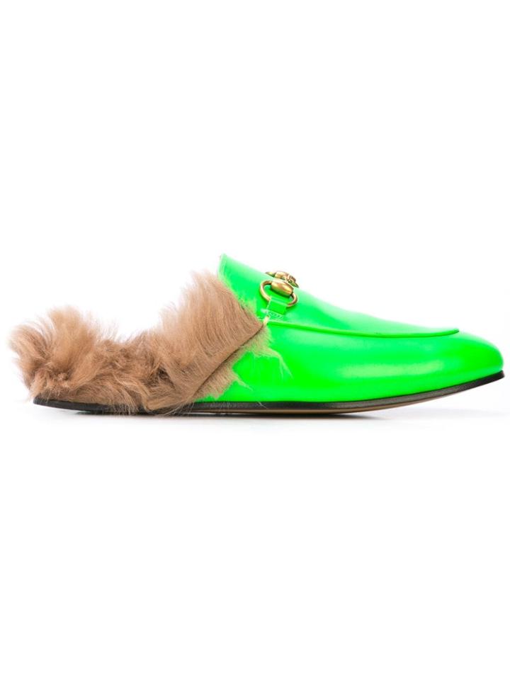 Gucci Princetown Fur Lined Loafers - Green