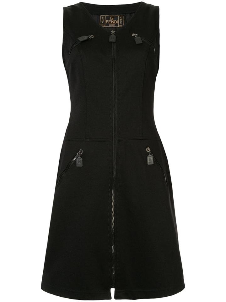 Fendi Pre-owned Zip-detail Drop-waist Dress - Black