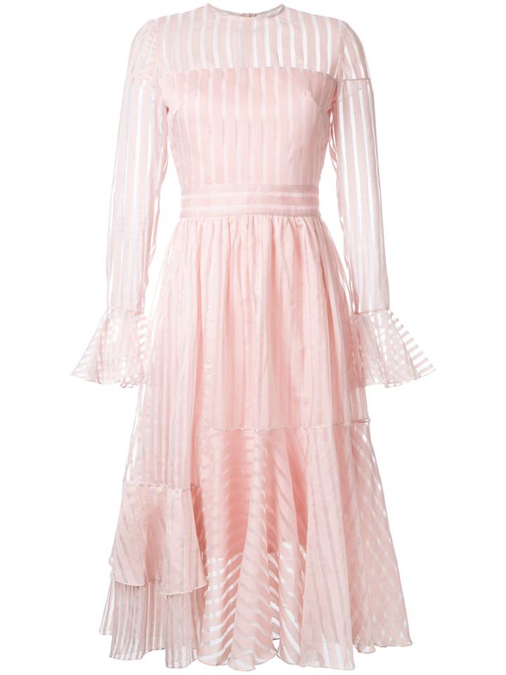 Anna October Striped Flared Dress, Size: Medium, Pink/purple, Cotton/polyester