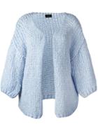 Lédition - Chunky Knit Cardigan - Women - Polyamide/mohair - 42, Women's, Blue, Polyamide/mohair