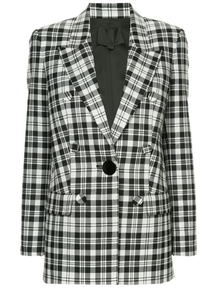 Alexander Wang Single Breasted Plaid Blazer - White