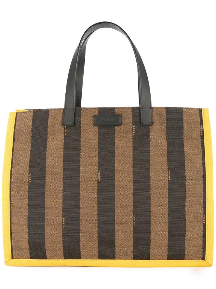 Fendi Vintage Pequin Pattern Hand Tote Bag - Brown