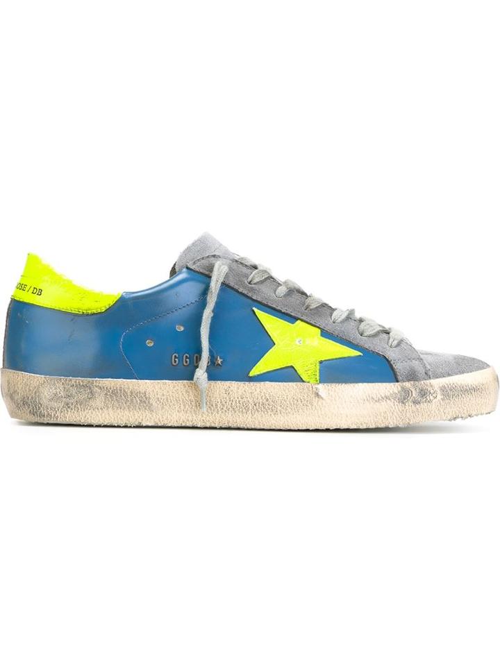 Golden Goose Deluxe Brand Super Star Sneakers, Men's, Size: 42, Blue, Leather/cotton/rubber