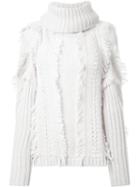 Kitx Fringed Turtle Neck Jumper, Women's, Size: 12, White, Alpaca