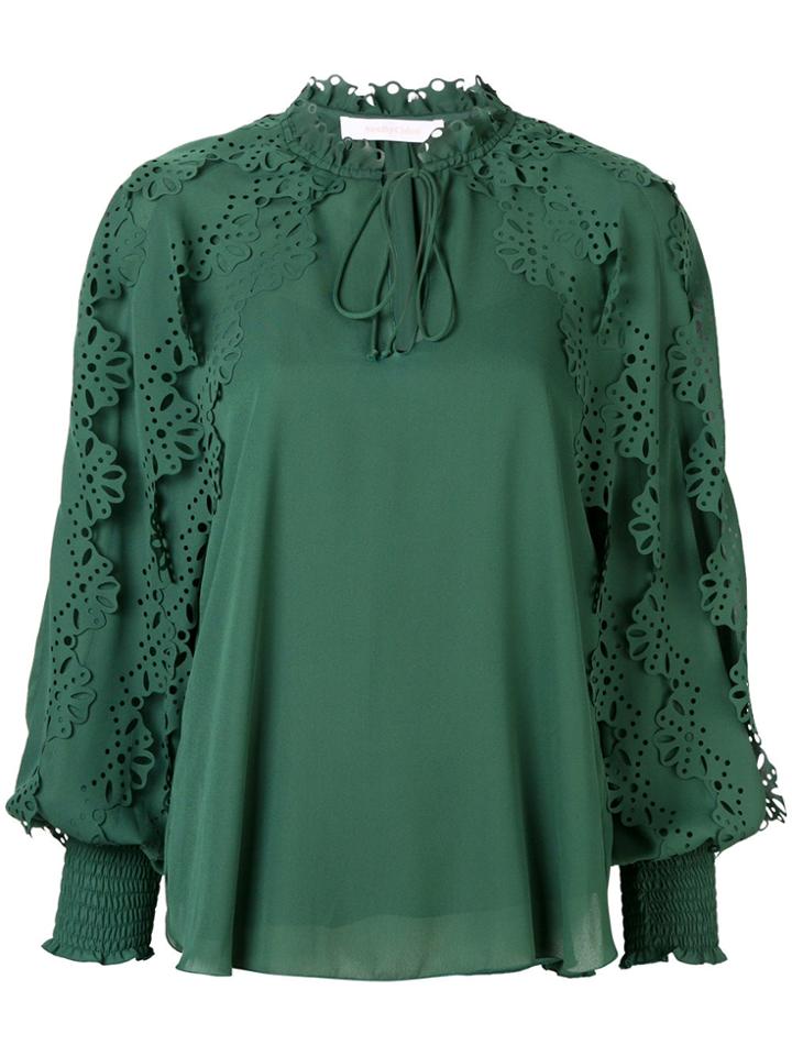 See By Chloé Laser-cut Floral Blouse - Green