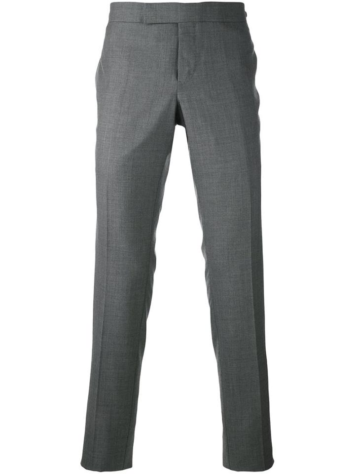 Thom Browne Contrast Detail Tailored Trousers, Men's, Size: 3, Grey, Cupro/wool