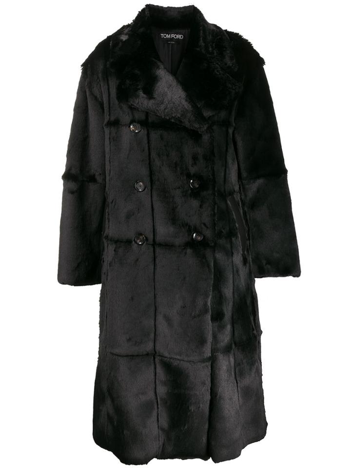 Tom Ford Panelled Double-breasted Coat - Black