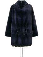 Liska Hooded Mid-length Coat - Blue