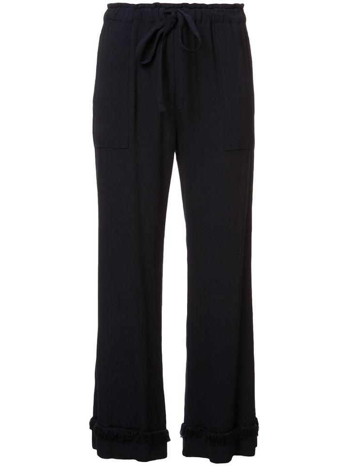 Raquel Allegra Frill Detail Cropped Trousers, Women's, Size: 3, Blue, Rayon