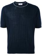 Ballantyne - Shortsleeved Ribbed Jumper - Men - Silk/linen/flax - 52, Blue, Silk/linen/flax