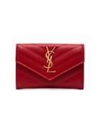 Saint Laurent Monogram Quilted Leather Wallet - Red
