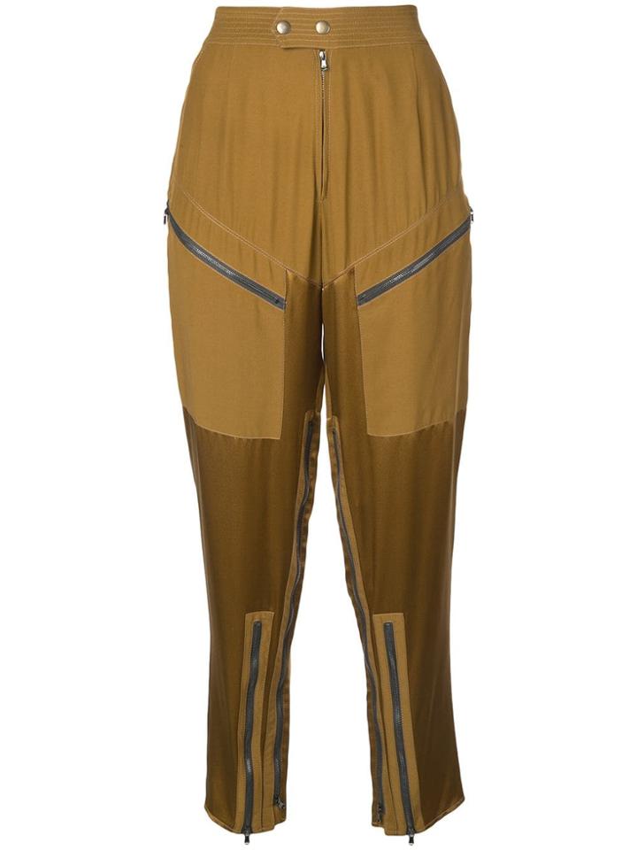 Fleur Du Mal Zipped High-waisted Trousers - Green