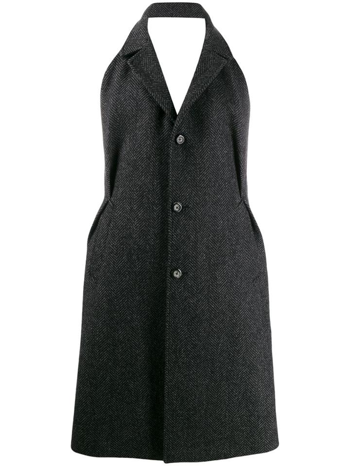Maison Margiela Herringbone Open Back Coat - Grey