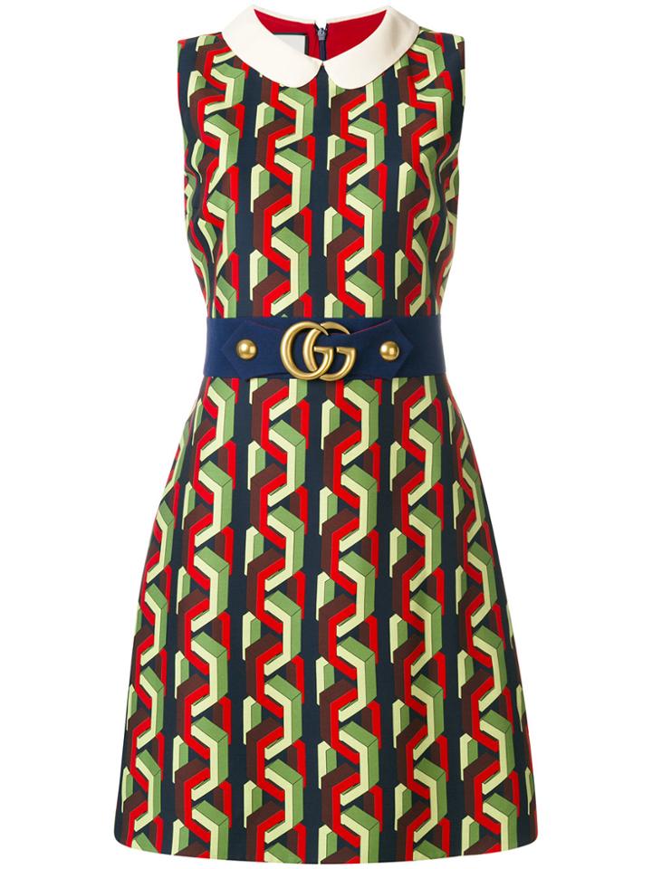 Gucci Belted Print Dress - Multicolour