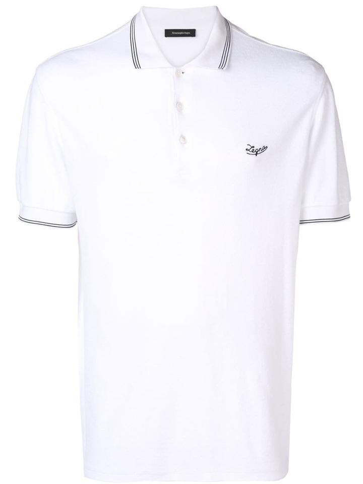 Ermenegildo Zegna Logo Embroidered Polo Top - White