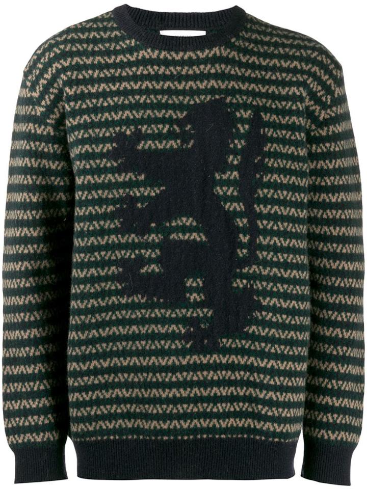 Pringle Of Scotland Lion Zigzag Intarsia Sweater - Blue