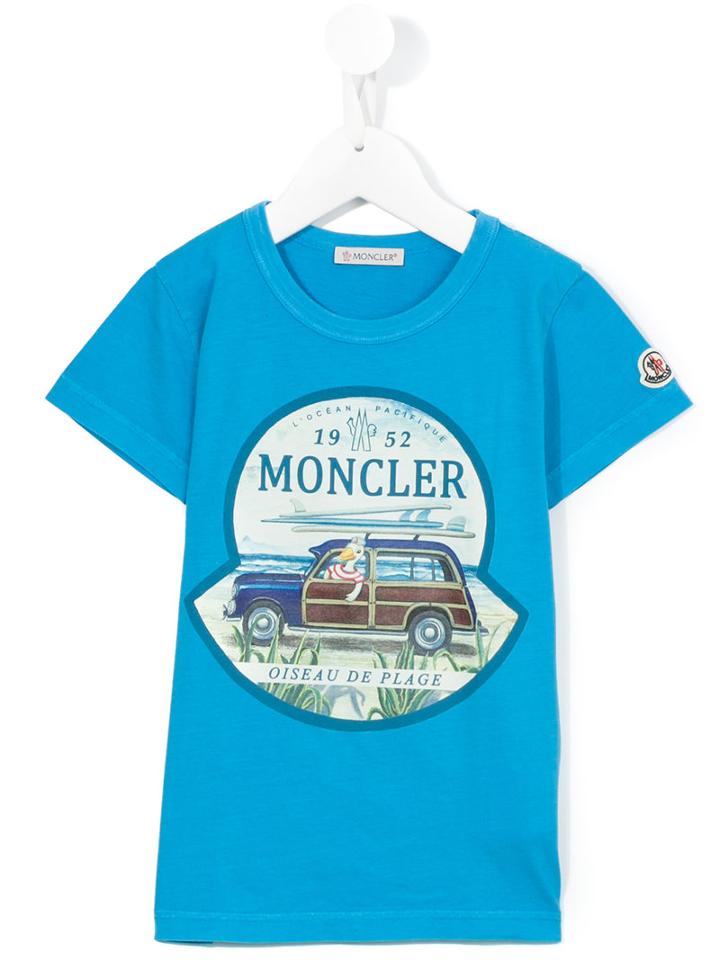 Moncler Kids Logo Print T-shirt, Boy's, Size: 10 Yrs, Blue